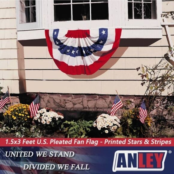 New 1.5' x 3' USA Pleated Half Fan Flag Bunting Patriotic Stars & Stripes Banner - Picture 4 of 9